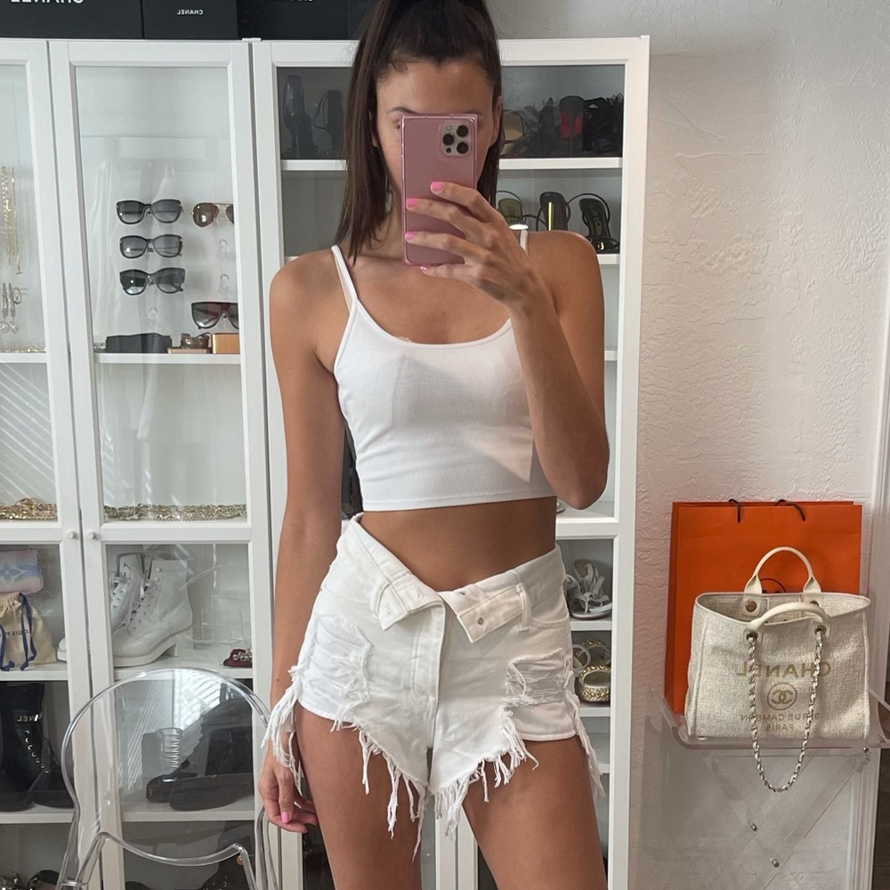 Alexander Wang White Distressed Jean Shorts